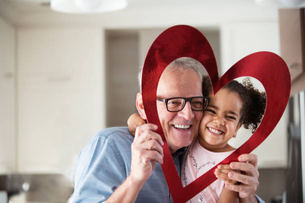 Valentine's Day with multi-ethnic family stock photo