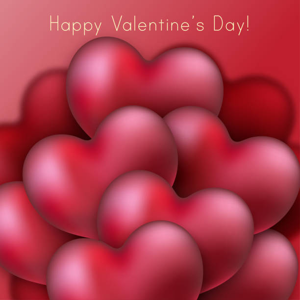 istock Red glossy hearts. Valentines day holiday sign. 903016624