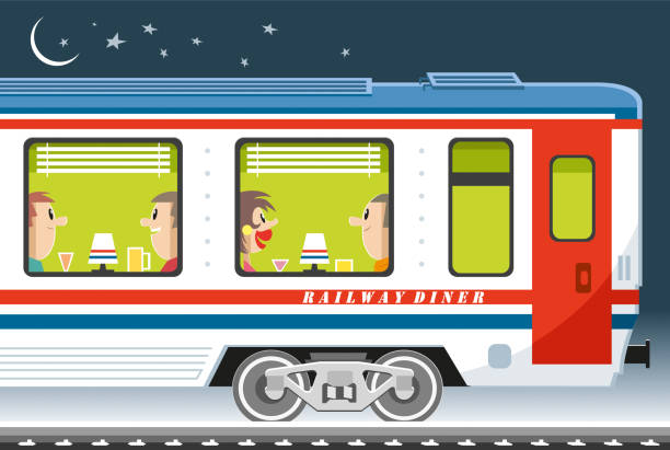 Voiturerestaurant Et Passagers Vecteurs libres de droits et plus d'images  vectorielles de Train - Train, Fenêtre, Cartoon - iStock