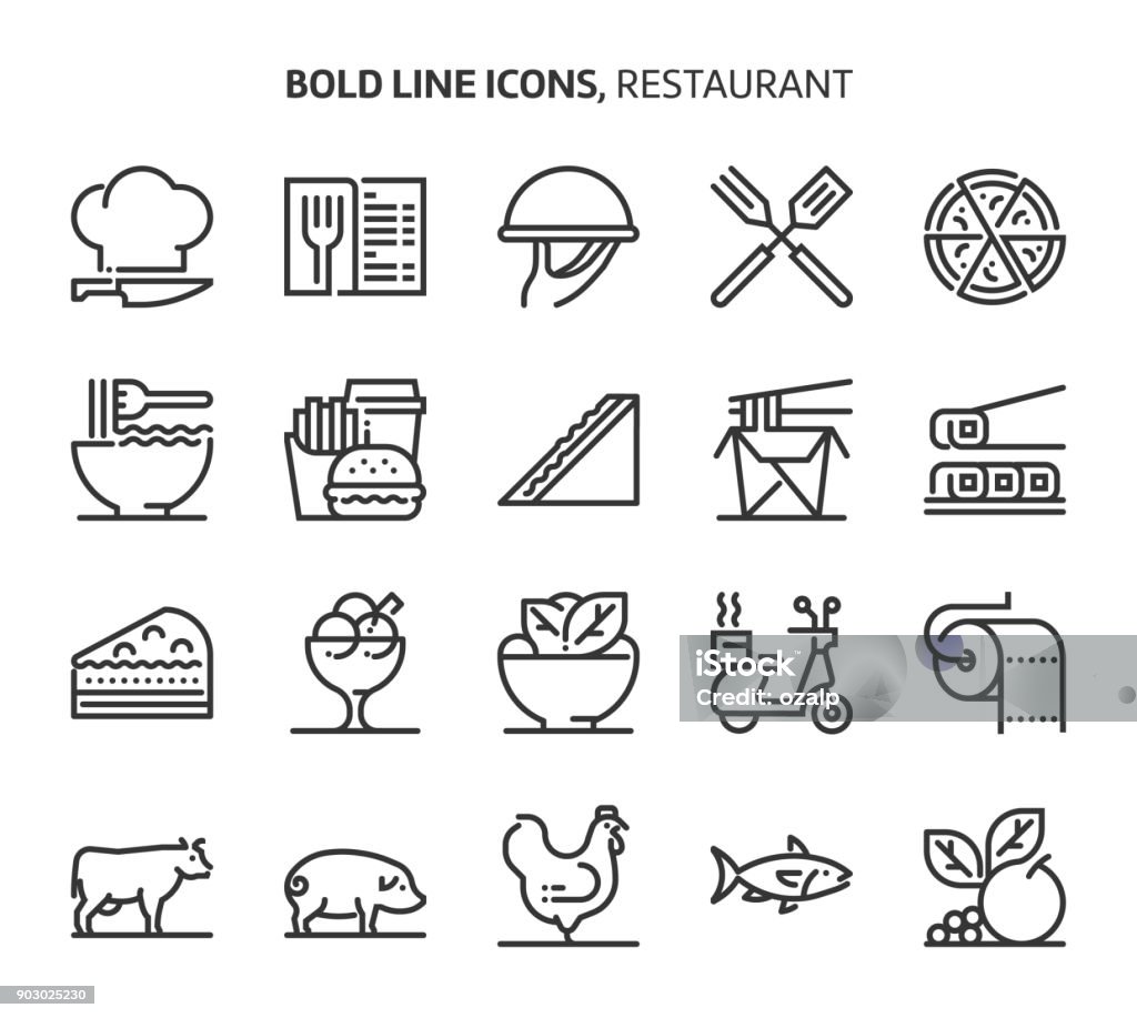Restaurante, los iconos de línea - arte vectorial de Ícono libre de derechos
