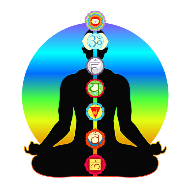 istock meditation yoga silhouette man with chakras vector illustration 903043912