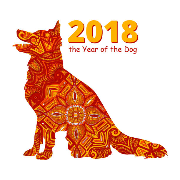 Chinese New Year Card Poster for Year of Dog A vector illustration of Chinese New Year Card Poster for Year of Dog 2018 stock illustrations