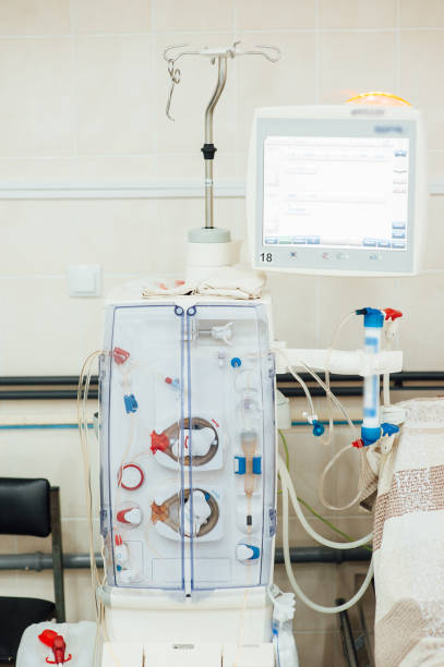 istock Hemodialysis machines with tubing. 903049764