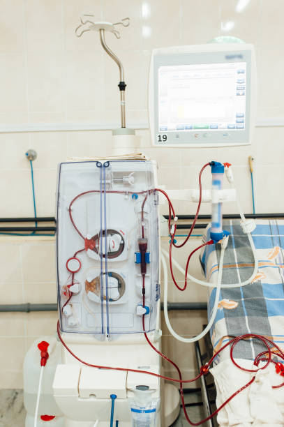 istock Hemodialysis machines with tubing. 903049800