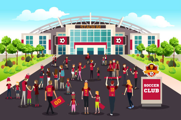 足球球迷去體育場插畫 - american football stadium 幅插畫檔、美工圖案、卡通及圖標