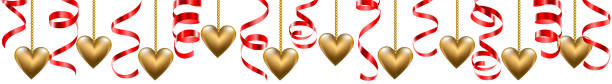 ilustraciones, imágenes clip art, dibujos animados e iconos de stock de banner de web de día de san valentín - valentines day heart shape gold red