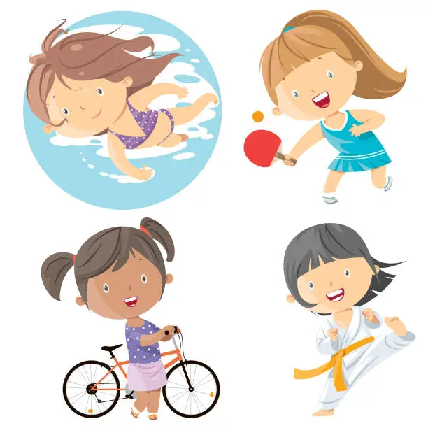 Vector illustration of Kids sports