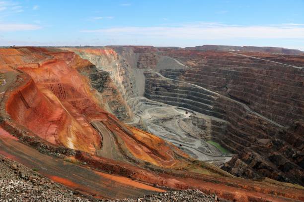 View into the interior of the Gold mine Super Pit, Western Australia stock photo