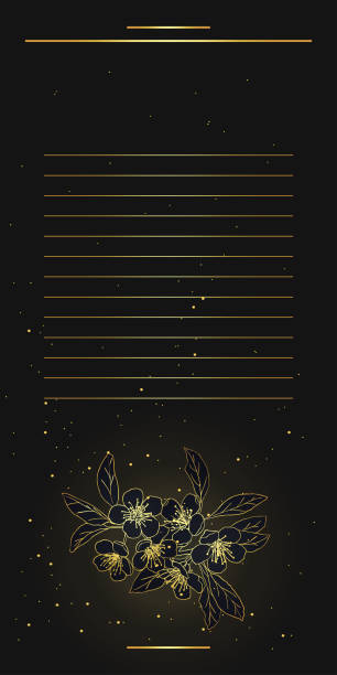 桜の花の花束のカードまたは招待状の境界線をヴィンテージ花柄 background.wedding。夜のパーティー - vertical wedding gold illuminated点のイラスト素材／クリップアート素材／マンガ素材／アイコン素材