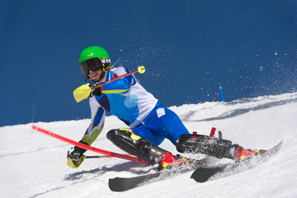 istock Front View of Young Female Skier at Slalom Ski Training 903065152