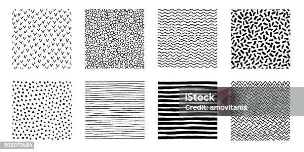 Hand Drawn Patterns Doodle Design Stock Illustration - Download Image Now - Pattern, Drawing - Art Product, Striped