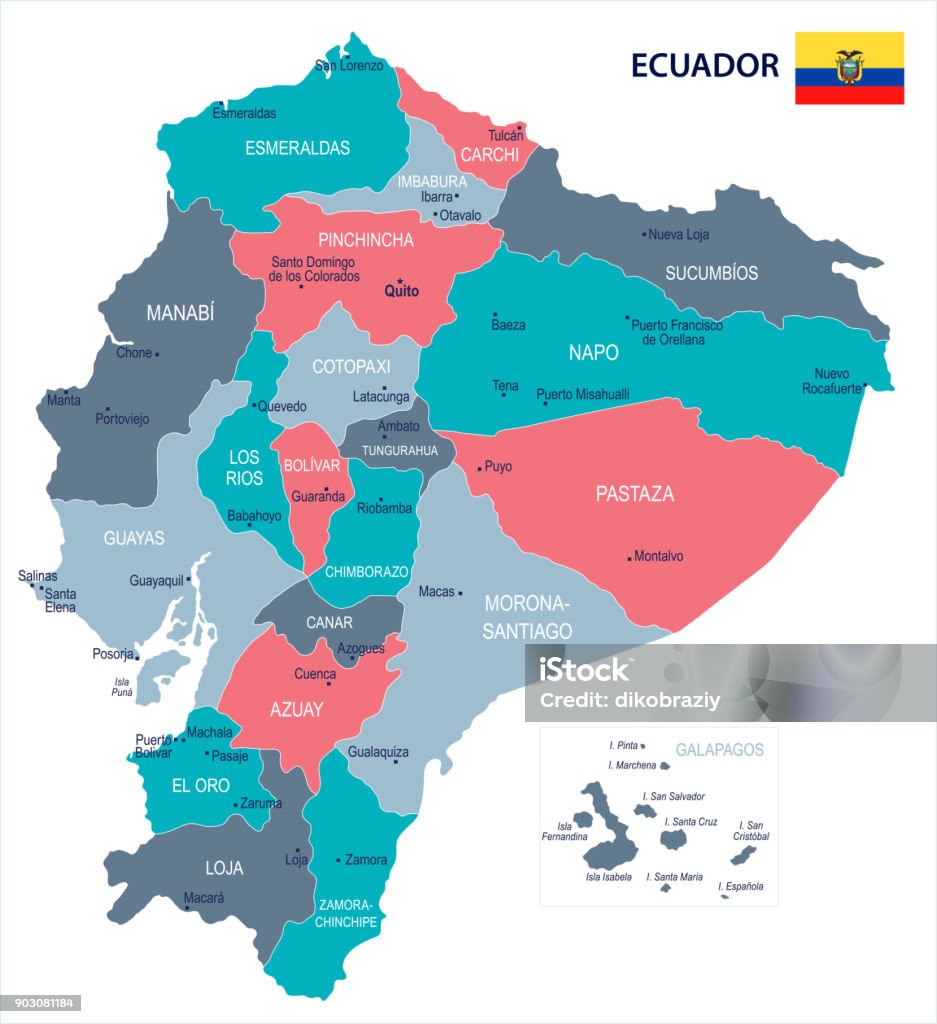 Ecuador Bản Đồ Và Cờ Minh Họa Vector Chi Tiết Hình minh họa Sẵn có ...
