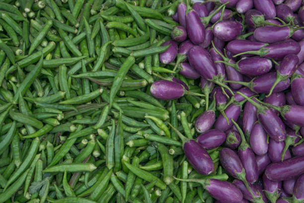 Fresh vegetable for sale on market in India stock photo