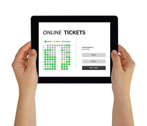 istock Hands holding tablet with online tickets concept on screen 903112810