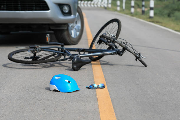 istock Accident car crash with bicycle on road 903115170