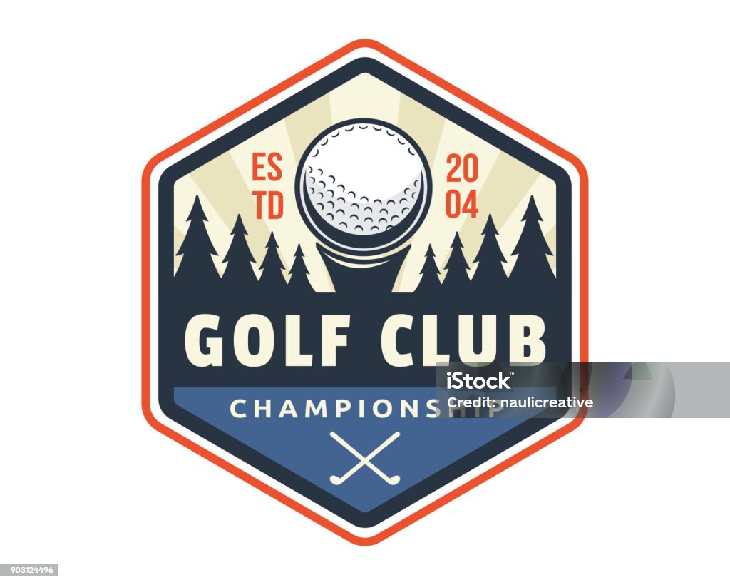 Moderne Golf Abzeichen Emblem Illustration - Lizenzfrei Logo Vektorgrafik