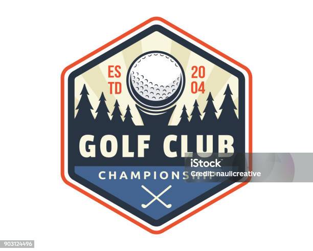 Moderne Golf Abzeichen Emblem Illustration Stock Vektor Art und mehr Bilder von Logo - Logo, Golf, Siegelstempel