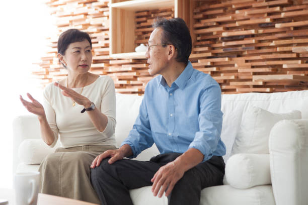 istock The old couple is having a good conversation with them. 903131878