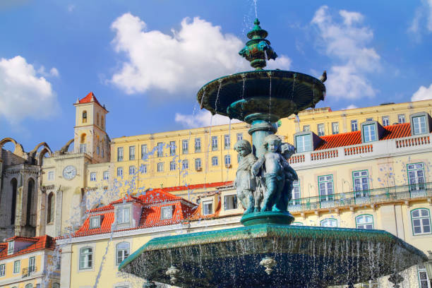 istock Lisbon, Rossio Square fountain 903139696