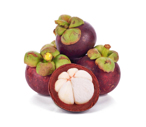 istock Mangosteen isolated on the white background 903142606