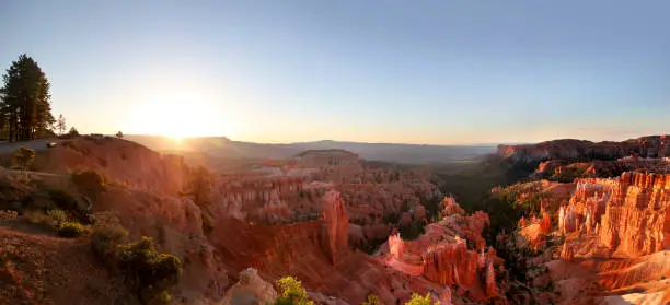 Sunrise flooding the hoodoos of Bryce Canyon with early morning light