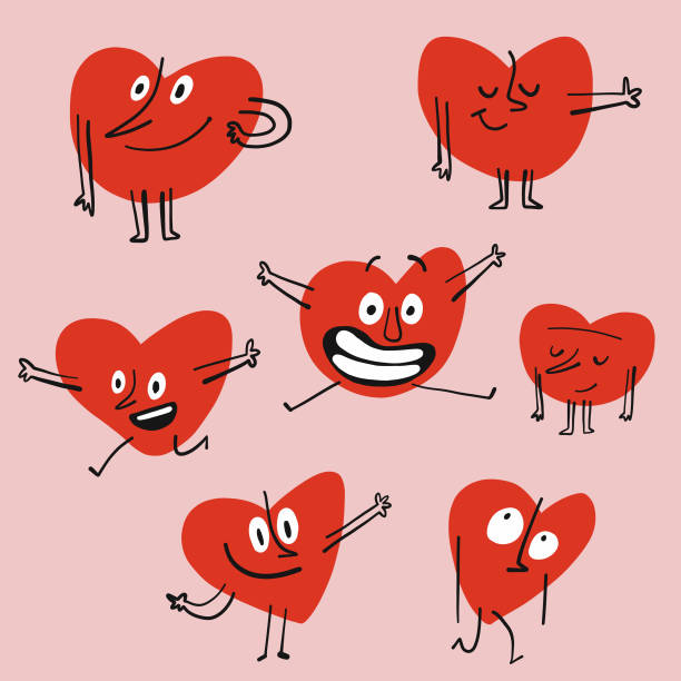 emotikony kształtu serca - wdzięczność ilustracje stock illustrations