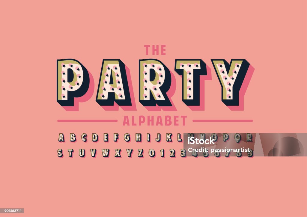 Alphabet Party - clipart vectoriel de Police de caractère libre de droits