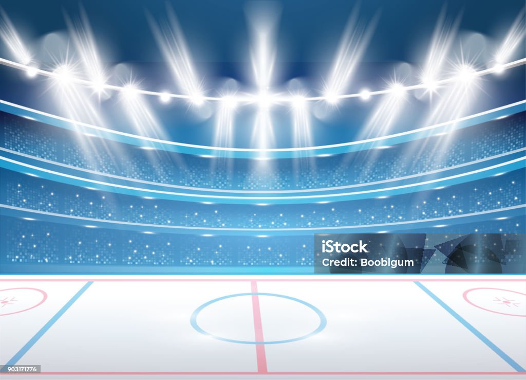 Ice Hockey Stadium with Spotlights. Ice Hockey Stadium with Spotlights. Vector Illustration. Hockey stock vector