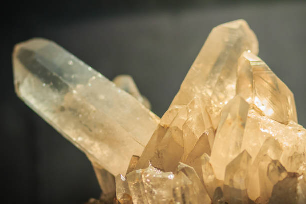 istock Quartz prismatic habit stone specimen from mining and quarrying industries. Quartz is a mineral composed of silicon and oxygen atoms that commonly used in the making of jewelry and hard stone carvings 903176752