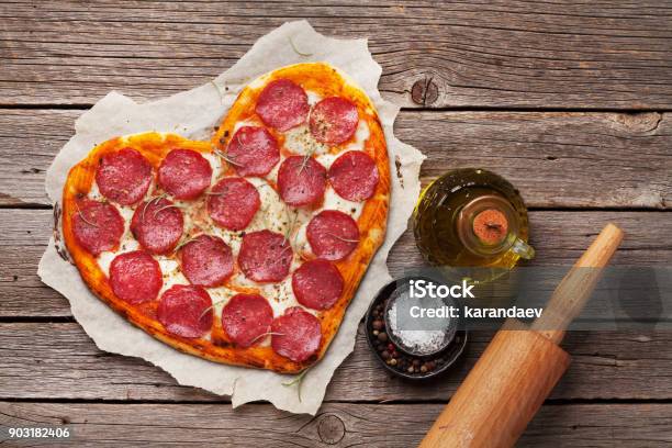 Heart Shaped Pizza Stock Photo - Download Image Now - Heart Shape, Pizza, Italy