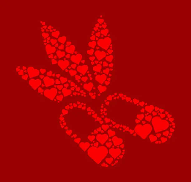 Vector illustration of Medical Herbs Red Hearts Love Pattern
