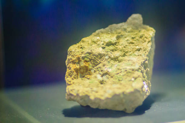 Autunite (hydrated calcium uranyl phosphate) specimen stone from mining and quarrying industries. Autunite have moderate uranium content of 48.27% it is radioactive and also used as uranium ore.