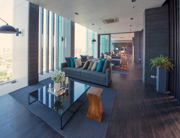 istock luxury modern living room interior and decoration at night, interior design 903201254