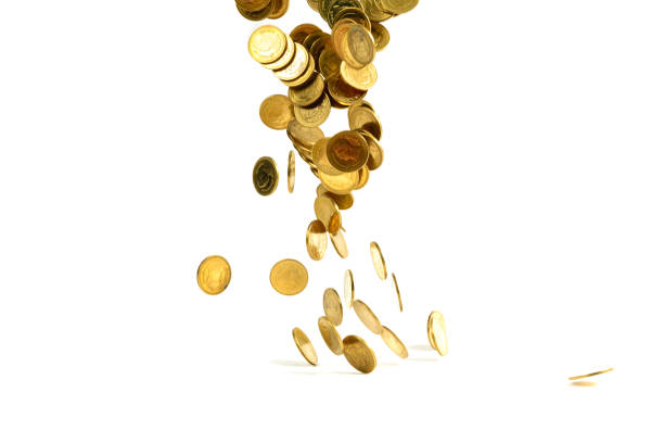 istock Falling gold coins money isolated on the white background, business concept. 903201788