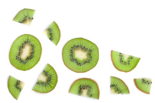 istock sliced kiwi fruit isolated on white background with copy space for your text. Flat lay pattern. Top view 903202966