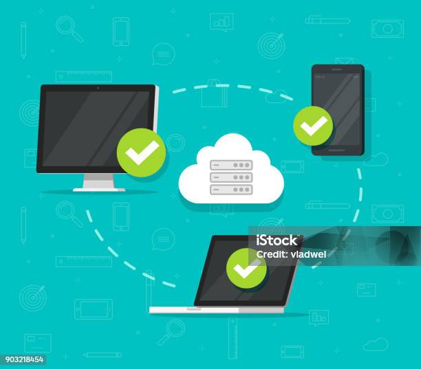 Cloud Network Connection Between Devices Vector Illustration Flat ...