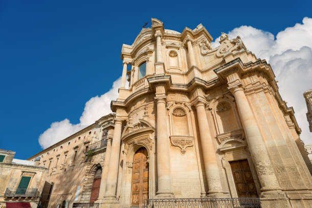 Church of San Domenico - Noto Sicily Italy The church of St. Dominic (San Domenico) in the Baroque style. In the small town of Noto, Syracuse, Sicily island, Italy noto sicily stock pictures, royalty-free photos & images