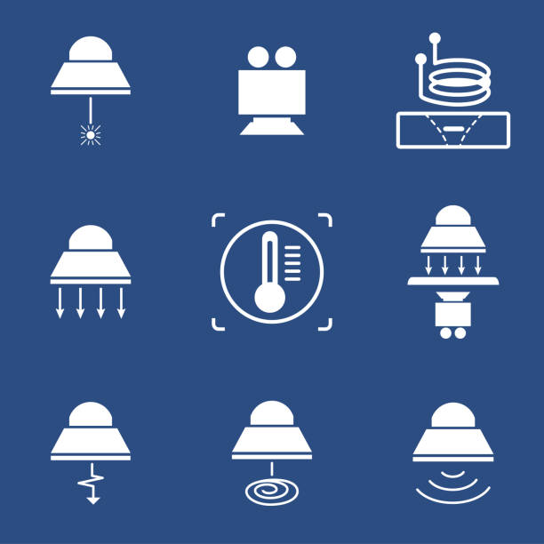 ilustrações de stock, clip art, desenhos animados e ícones de industrial lamp icon - measuring ideas power industry