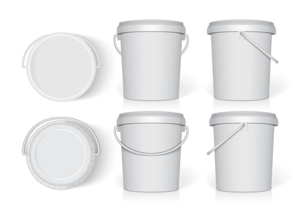 Plastic bucket Plastic bucket. Easy to change colors. Mock Up Vector Template a bucket stock illustrations