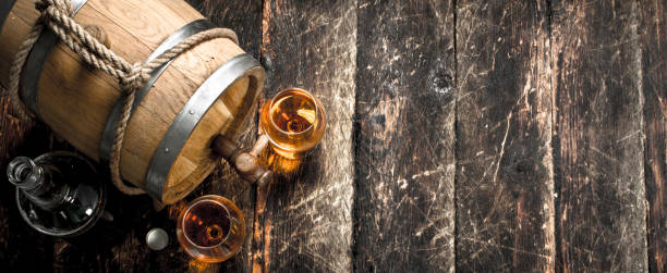 istock Old barrel with French cognac. 903230122