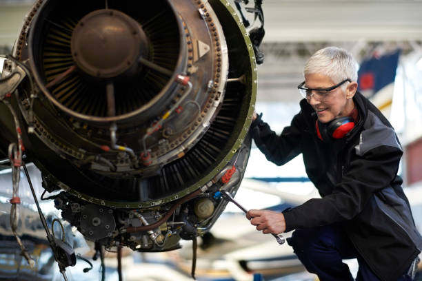 istock Aircraft mechanic in the hangar 903232604