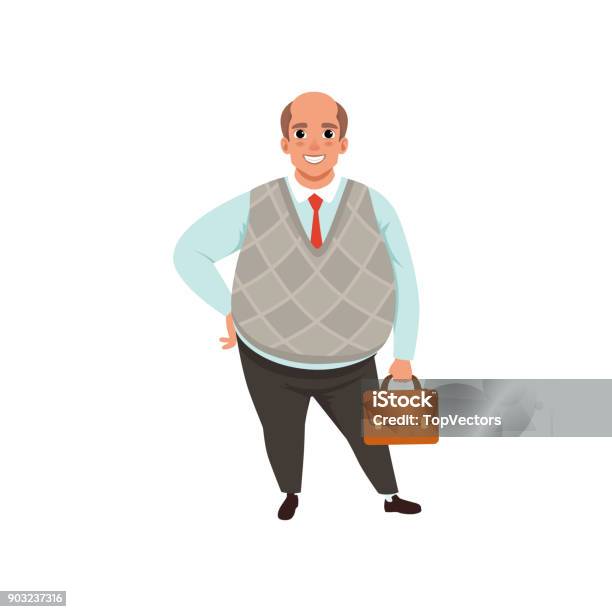 Vetores de Homem Adulto Gordo Com A Cabeça Careca Dos Desenhos Animados Do  Personagem Masculino Na Roupa Formal Azul Camisa Gravata Vermelha E Calças  Pretas Conceito De Trabalhador De Escritório Desenho Vetorial
