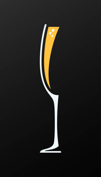 黒い背景にシャンパン グラス シンボル - champagne celebration glass black点のイラスト素材／クリップアート素材／マンガ素材／アイコン素材
