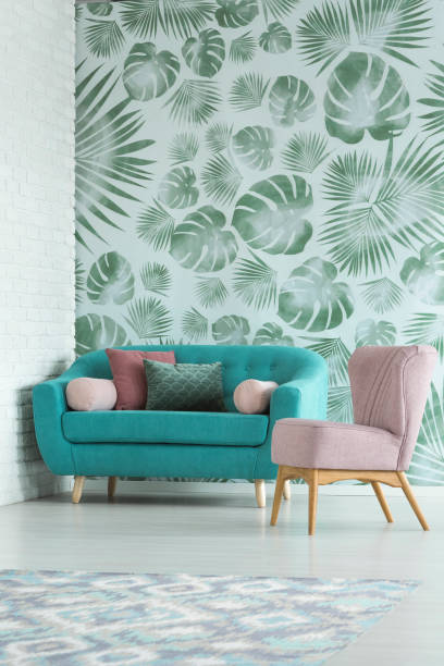 istock Simple couch and pink armchair 903249438