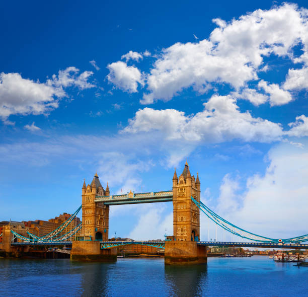London Tower Bridge over Thames river in England