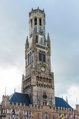 Belfry is a medieval bell tower in the historic center of Bruges, Belgium
