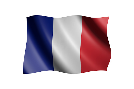Flag of France isolated on white, 3d illustration
