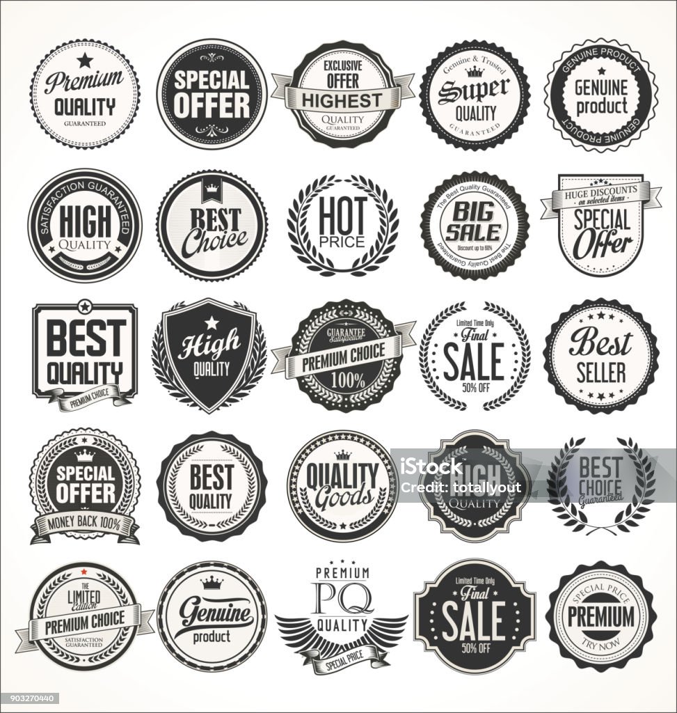 Retro vintage badges and labels collection Seal - Stamp stock vector