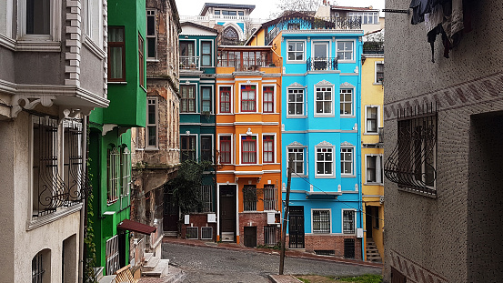 Colorful houses from Balat district,Istanbul
