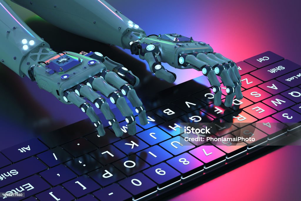 robot hand with keyboard 3d rendering robot hand working with computer keyboard Robotic Arm Stock Photo robot hand with keyboard 3d rendering robot hand working with computer keyboard Robotic Arm Stock Photo